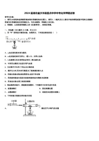 2024届湖北省沙洋县重点中学中考化学押题试卷含解析.doc