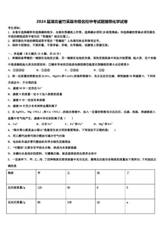 2024届湖北省竹溪县市级名校中考试题猜想化学试卷含解析.doc