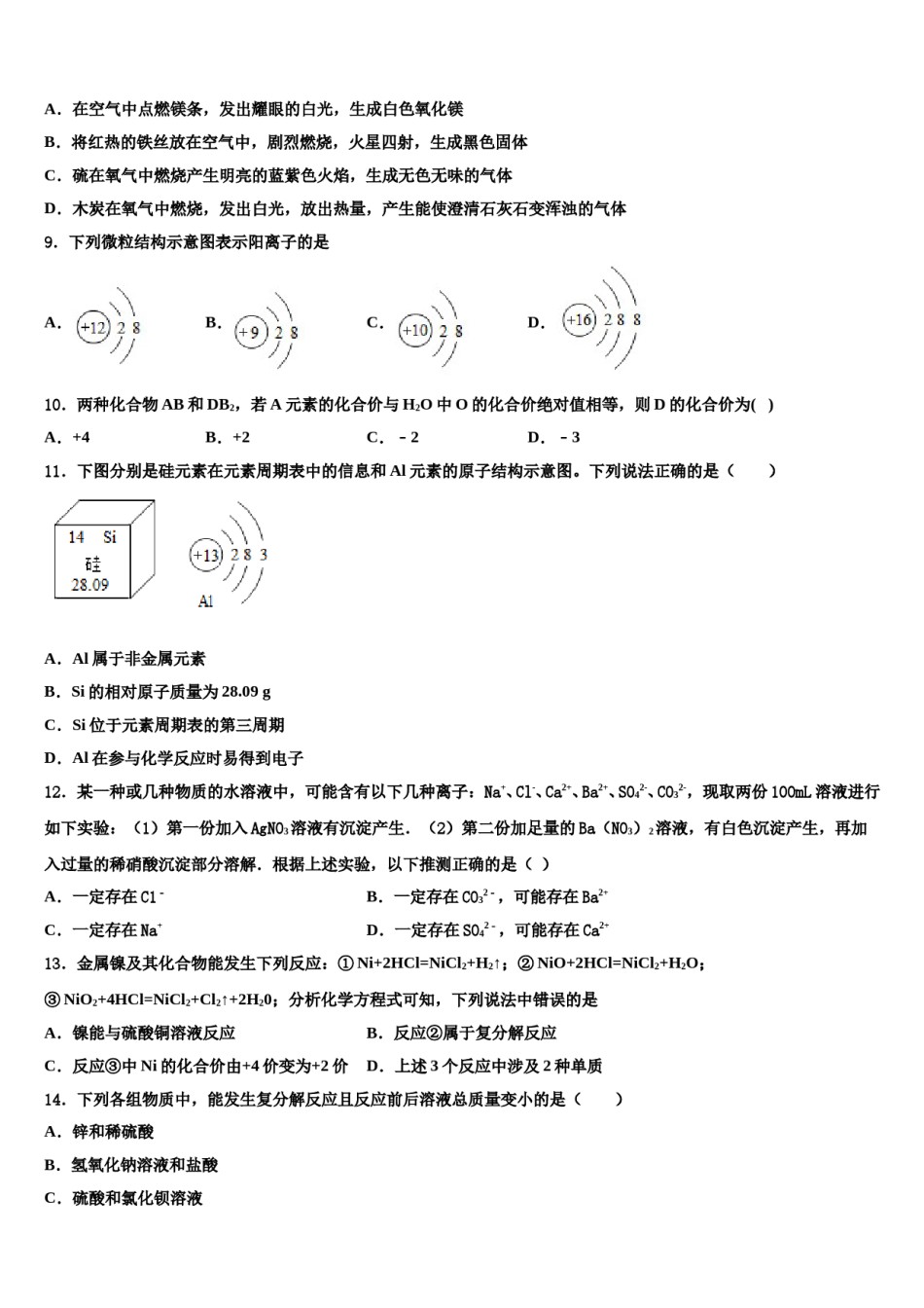 2024届湖北省襄阳四中学中考化学最后冲刺模拟试卷含解析.doc_第3页
