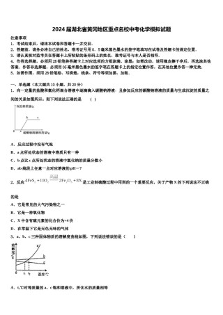 2024届湖北省黄冈地区重点名校中考化学模拟试题含解析.doc