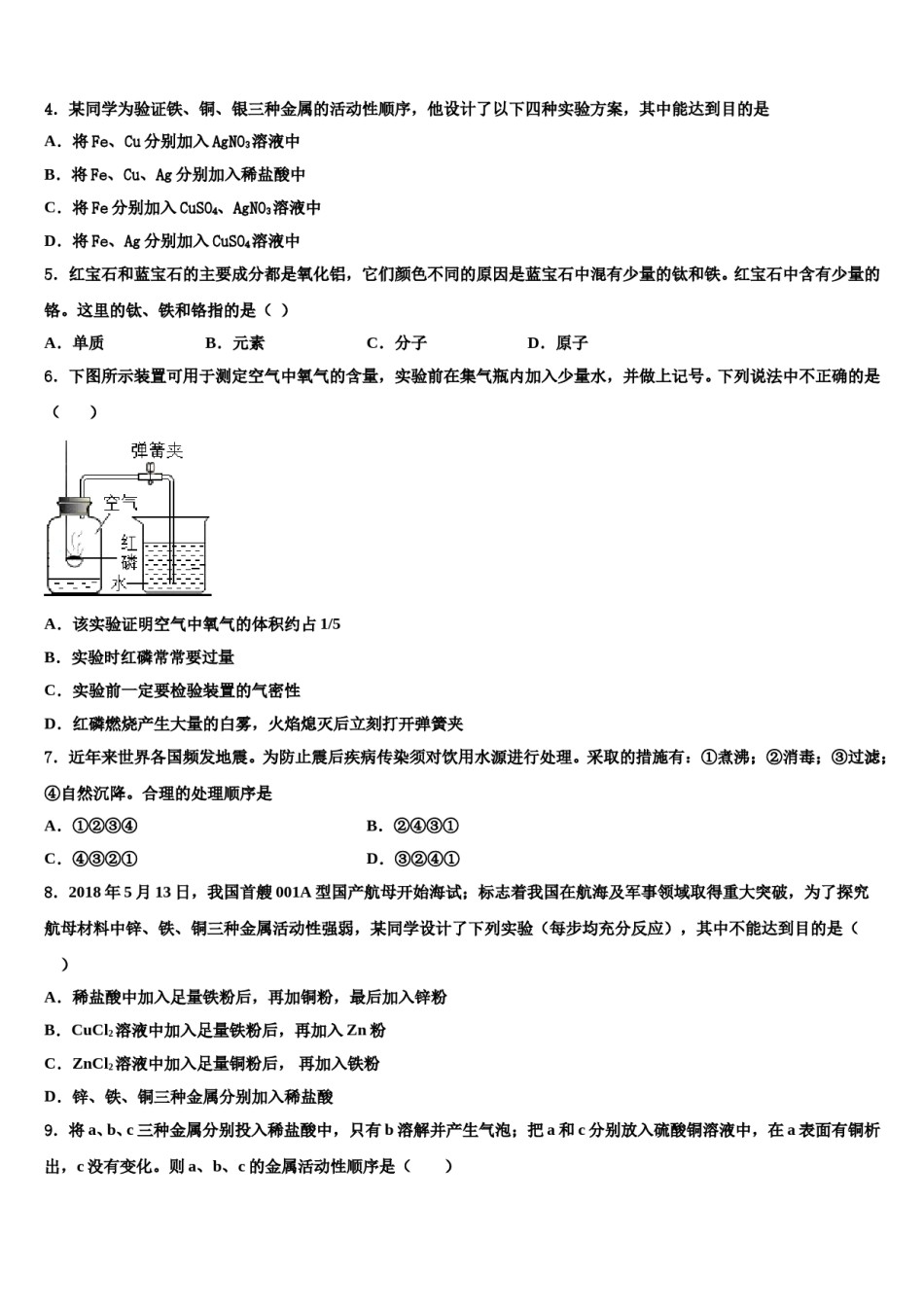 2024届湖北省黄石市白沙片区重点名校中考化学对点突破模拟试卷含解析.doc_第2页