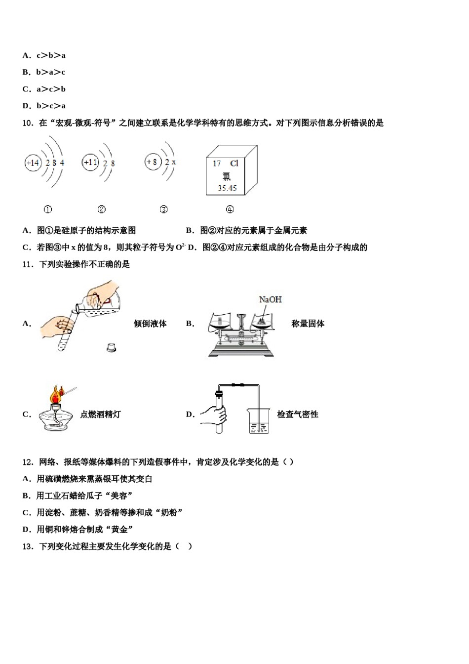 2024届湖北省黄石市白沙片区重点名校中考化学对点突破模拟试卷含解析.doc_第3页