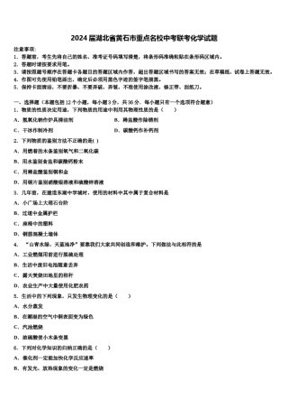 2024届湖北省黄石市重点名校中考联考化学试题含解析.doc