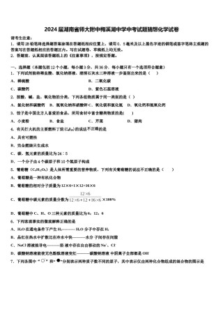 2024届湖南省师大附中梅溪湖中学中考试题猜想化学试卷含解析.doc