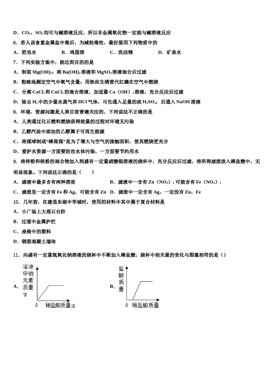 2024届湖南省永州市宁远县中考考前最后一卷化学试卷含解析.doc_第2页