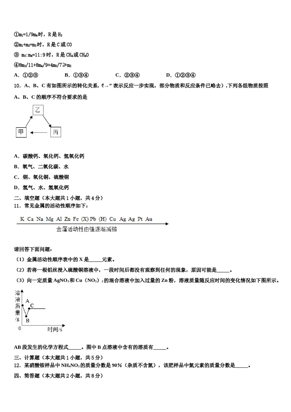 2024届湖南省衡阳市耒阳市重点中学中考冲刺卷化学试题含解析.doc_第3页