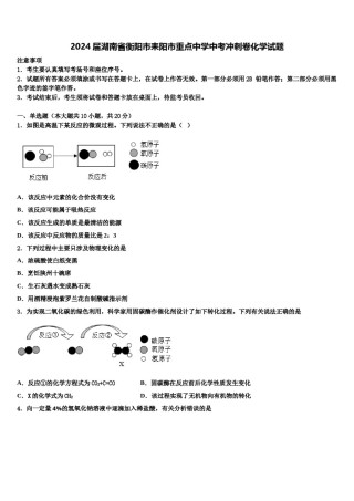 2024届湖南省衡阳市耒阳市重点中学中考冲刺卷化学试题含解析.doc