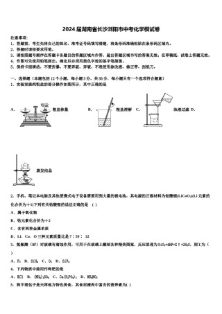 2024届湖南省长沙浏阳市中考化学模试卷含解析.doc