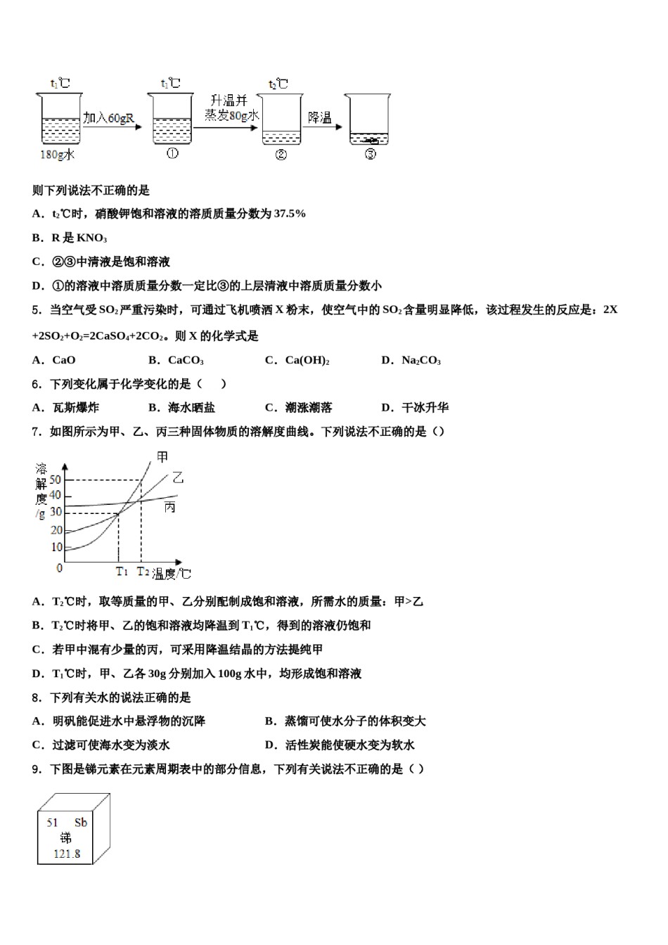 2024届湖南长沙市青竹湖湘一外国语校中考化学模试卷含解析.doc_第2页