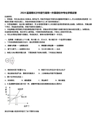 2024届湖南长沙市青竹湖湘一外国语校中考化学模试卷含解析.doc