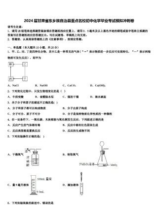 2024届甘肃省东乡族自治县重点名校初中化学毕业考试模拟冲刺卷含解析.doc
