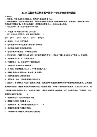 2024届甘肃省兰州市五十五中中考化学全真模拟试题含解析.doc