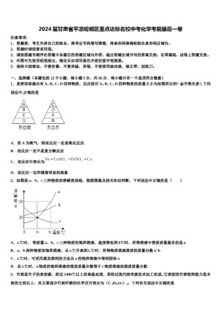 2024届甘肃省平凉崆峒区重点达标名校中考化学考前最后一卷含解析.doc