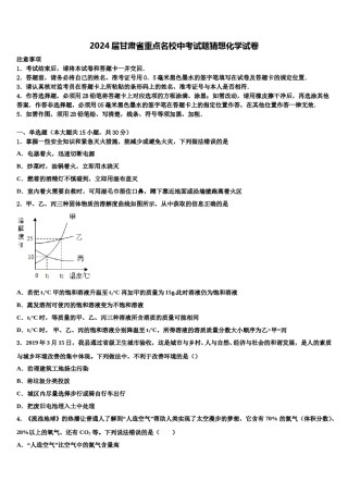 2024届甘肃省重点名校中考试题猜想化学试卷含解析.doc