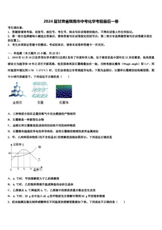 2024届甘肃省陇南市中考化学考前最后一卷含解析.doc