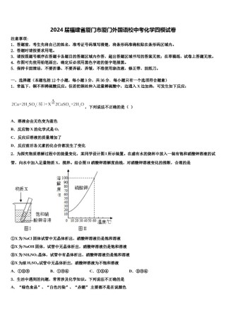 2024届福建省厦门市厦门外国语校中考化学四模试卷含解析.doc