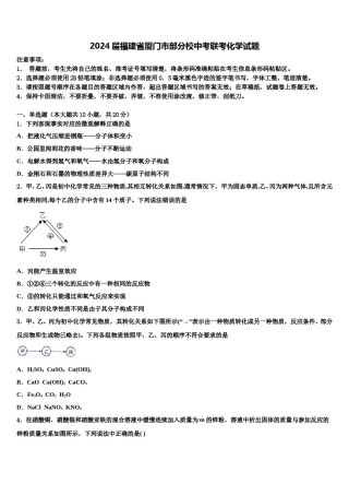 2024届福建省厦门市部分校中考联考化学试题含解析.doc