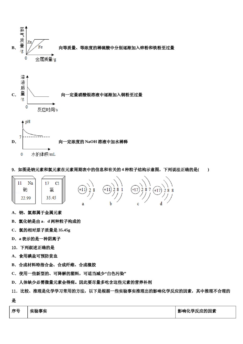 2024届福建省平和第一中学中考二模化学试题含解析.doc_第3页