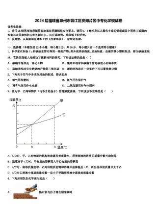 2024届福建省泉州市晋江区安海片区中考化学模试卷含解析.doc