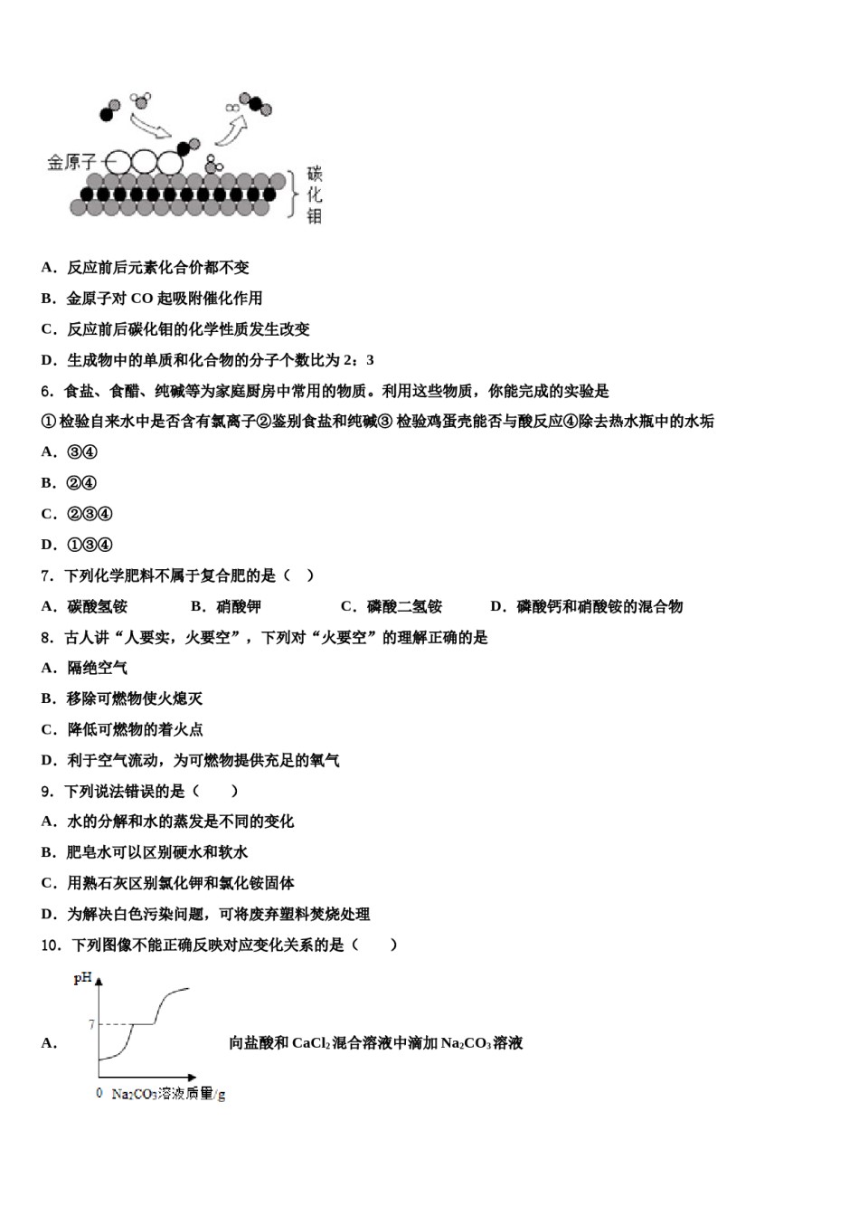2024届福建省福州六中学初中化学毕业考试模拟冲刺卷含解析.doc_第2页