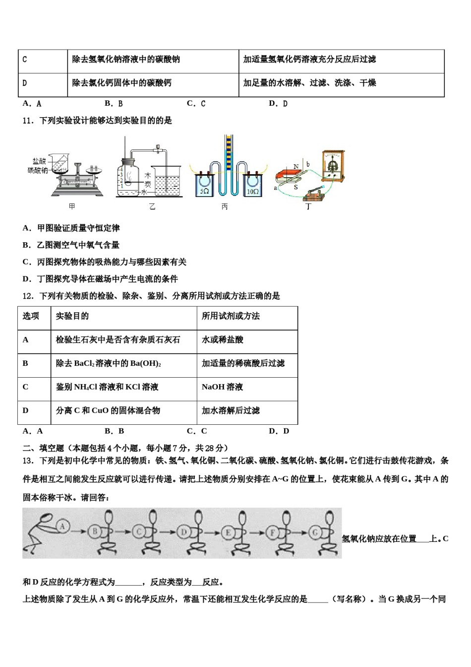 2024届西藏拉萨市达孜县中学中考五模化学试题含解析.doc_第3页