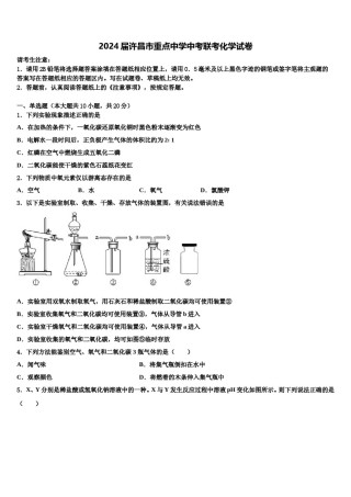 2024届许昌市重点中学中考联考化学试卷含解析.doc