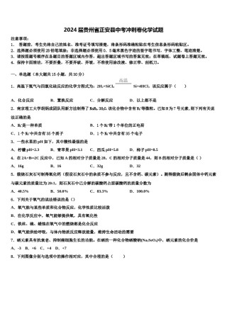 2024届贵州省正安县中考冲刺卷化学试题含解析.doc