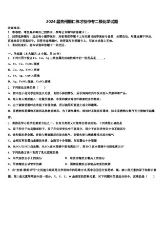 2024届贵州铜仁伟才校中考二模化学试题含解析.doc