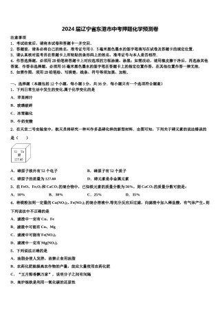 2024届辽宁省东港市中考押题化学预测卷含解析.doc