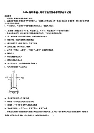 2024届辽宁省大连市普兰店区中考三模化学试题含解析.doc