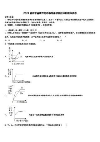 2024届辽宁省葫芦岛市中考化学最后冲刺模拟试卷含解析.doc