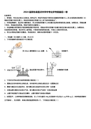 2024届邵东县重点中学中考化学考前最后一卷含解析.doc