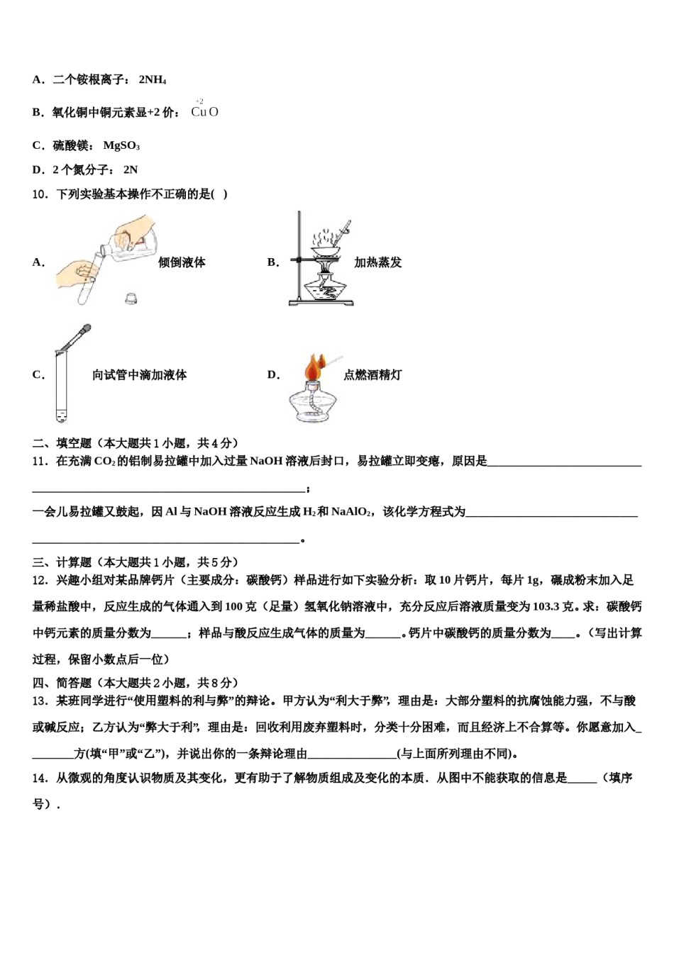 2024届重庆八中重点达标名校中考化学考试模拟冲刺卷含解析.doc_第3页