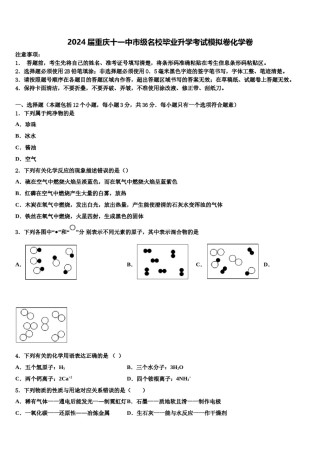 2024届重庆十一中市级名校毕业升学考试模拟卷化学卷含解析.doc