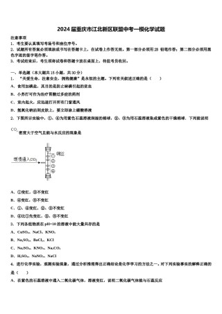 2024届重庆市江北新区联盟中考一模化学试题含解析.doc