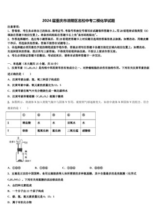 2024届重庆市涪陵区名校中考二模化学试题含解析.doc