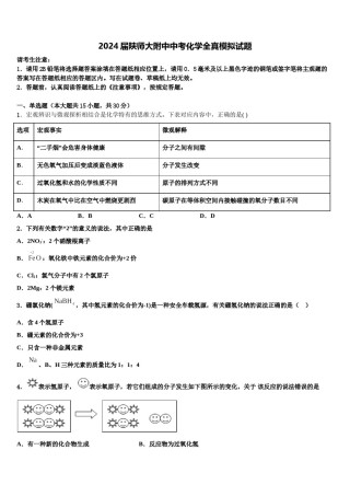 2024届陕师大附中中考化学全真模拟试题含解析.doc