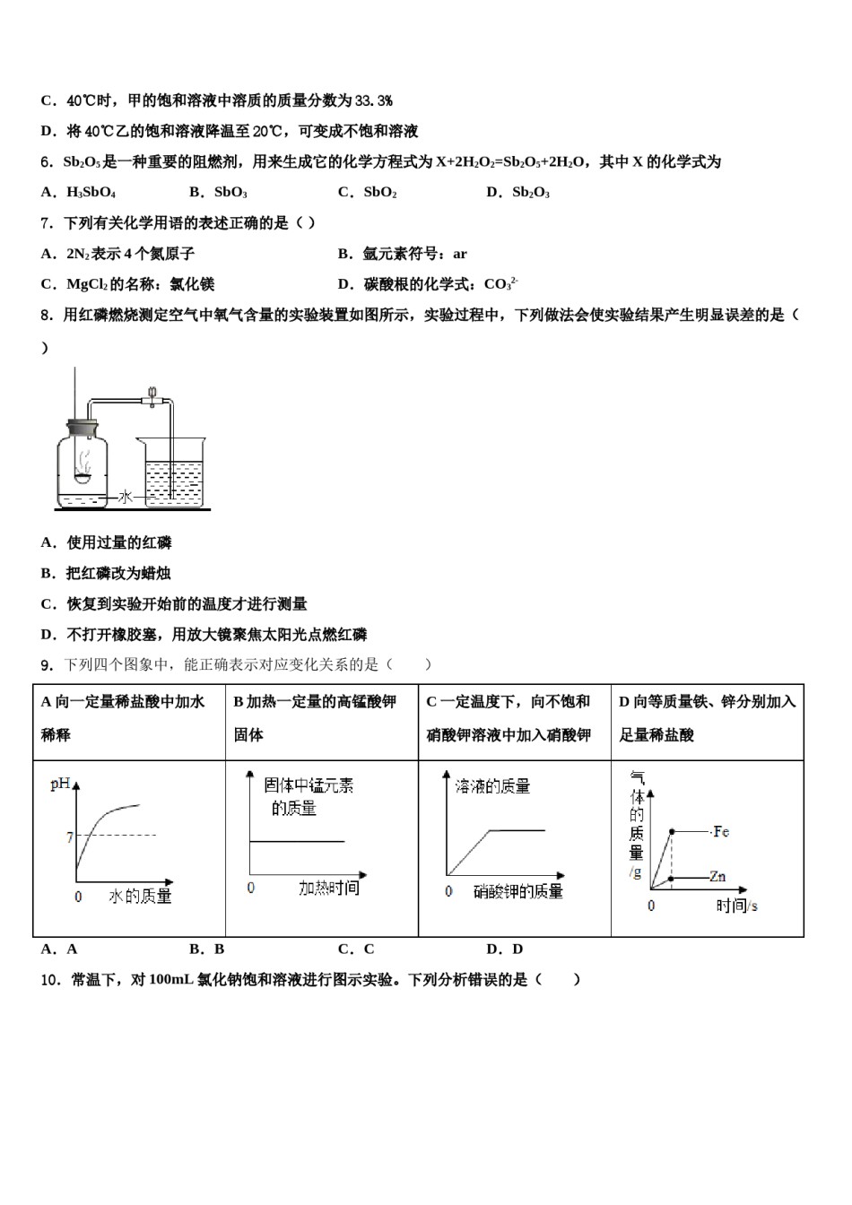 2024届陕西省安康市名校中考化学模拟精编试卷含解析.doc_第2页