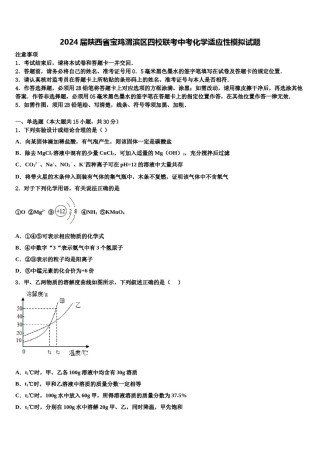 2024届陕西省宝鸡渭滨区四校联考中考化学适应性模拟试题含解析.doc