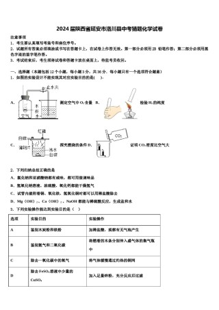 2024届陕西省延安市洛川县中考猜题化学试卷含解析.doc