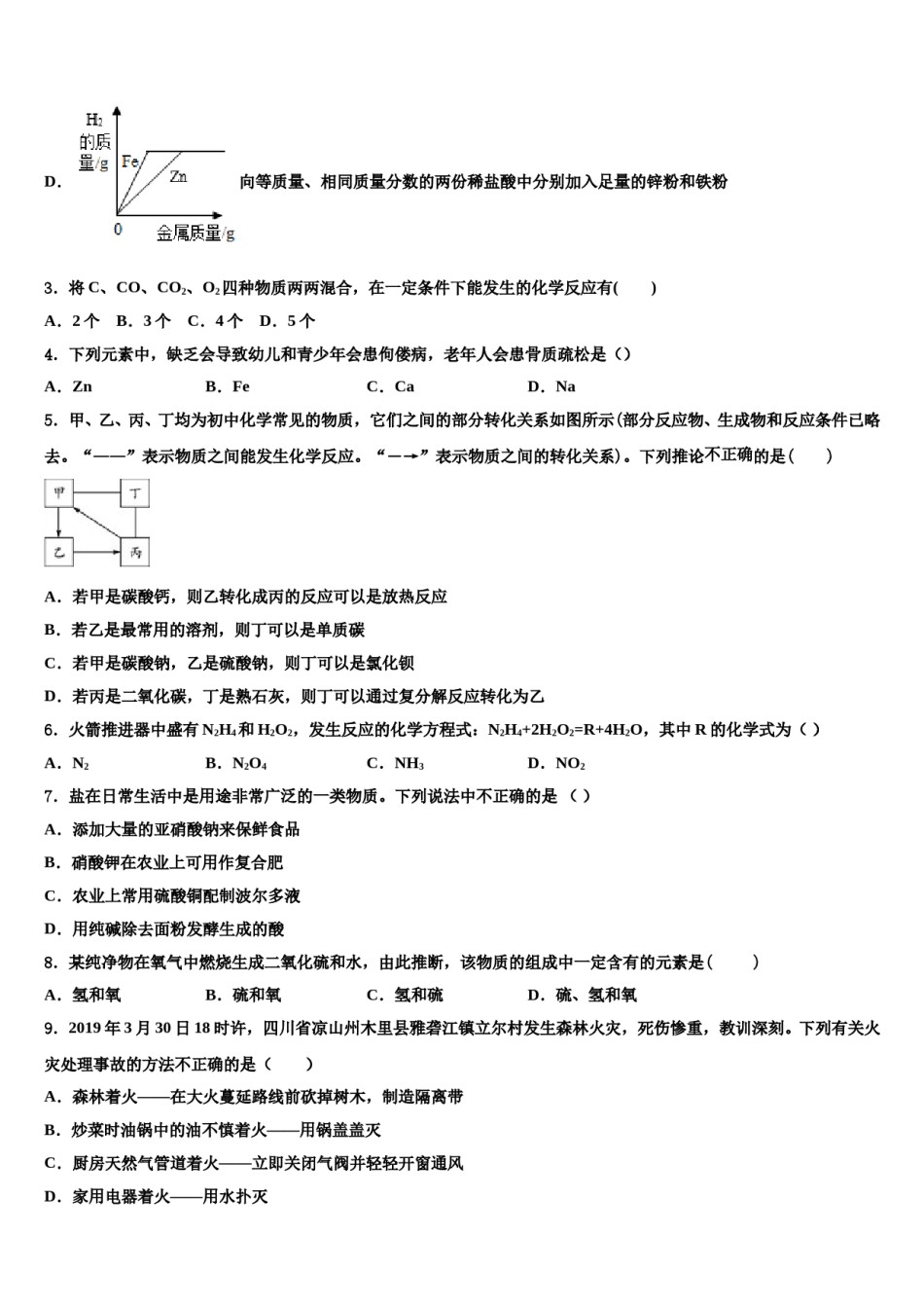 2024届陕西省西安市临潼区中考考前最后一卷化学试卷含解析.doc_第2页