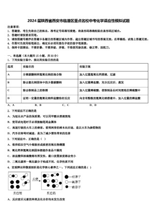 2024届陕西省西安市临潼区重点名校中考化学适应性模拟试题含解析.doc