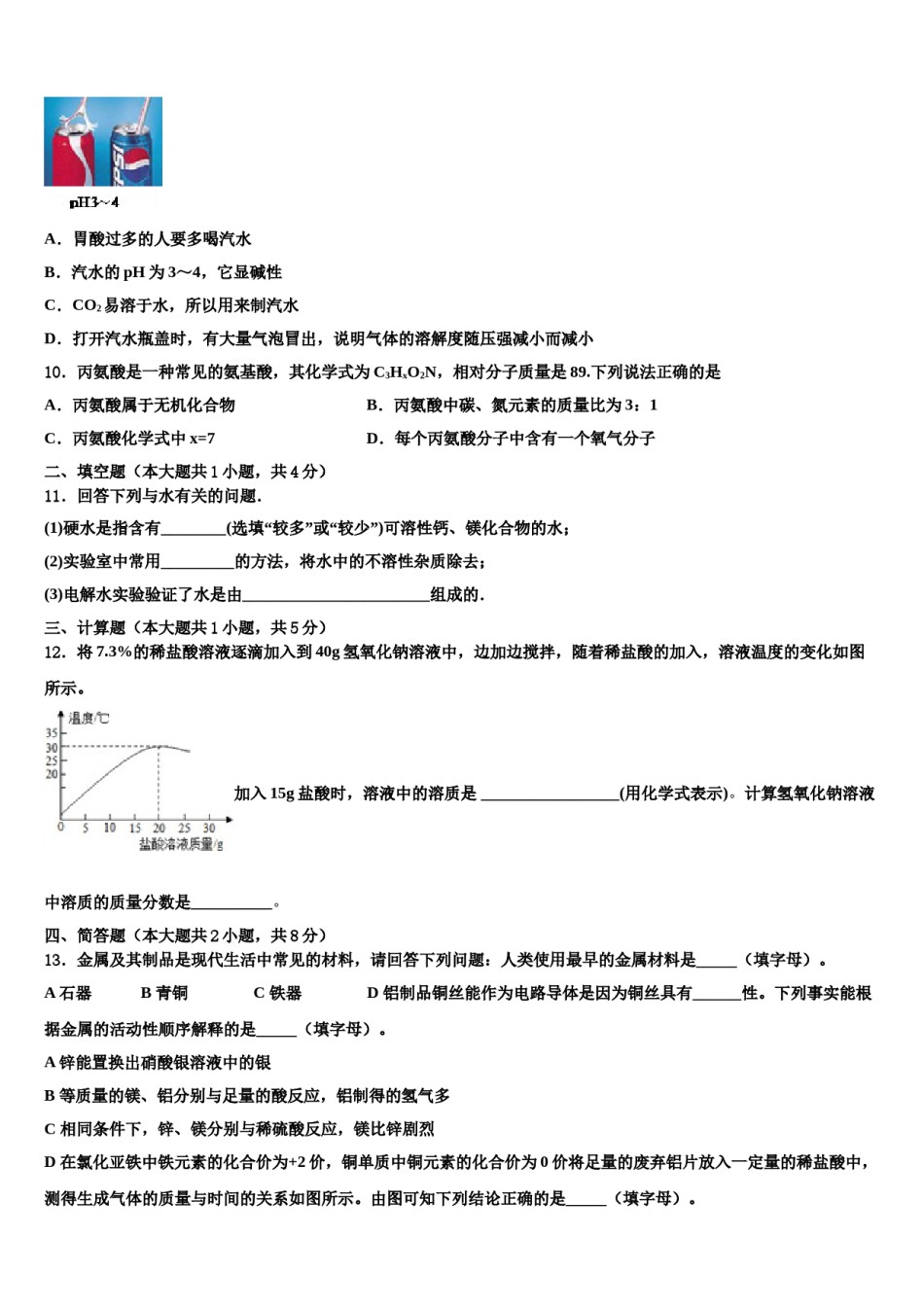 2024届陕西省西安市周至县中考化学全真模拟试题含解析.doc_第3页