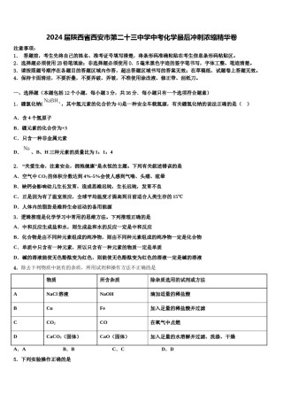 2024届陕西省西安市第二十三中学中考化学最后冲刺浓缩精华卷含解析.doc