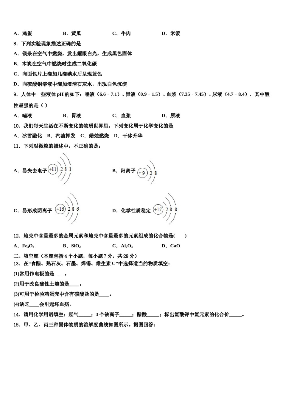 2024届陕西省西安市鄠邑区中考化学考试模拟冲刺卷含解析.doc_第2页