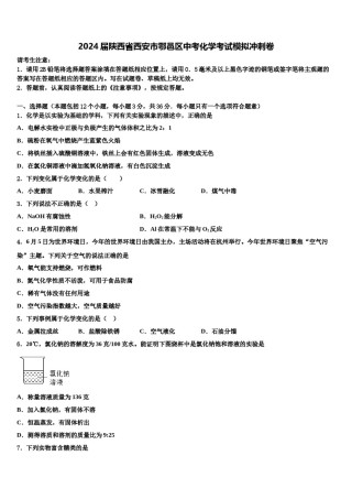 2024届陕西省西安市鄠邑区中考化学考试模拟冲刺卷含解析.doc