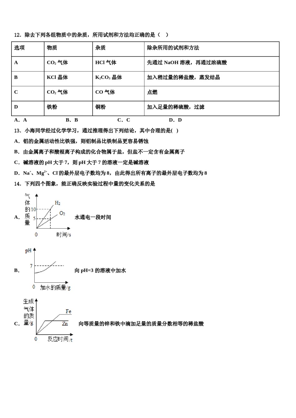 2024届陕西省西安市高新第二初级中学中考化学对点突破模拟试卷含解析.doc_第3页