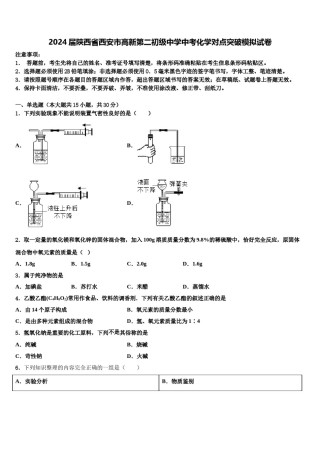 2024届陕西省西安市高新第二初级中学中考化学对点突破模拟试卷含解析.doc