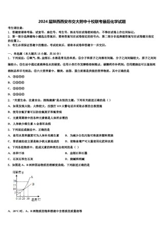 2024届陕西西安市交大附中十校联考最后化学试题含解析.doc