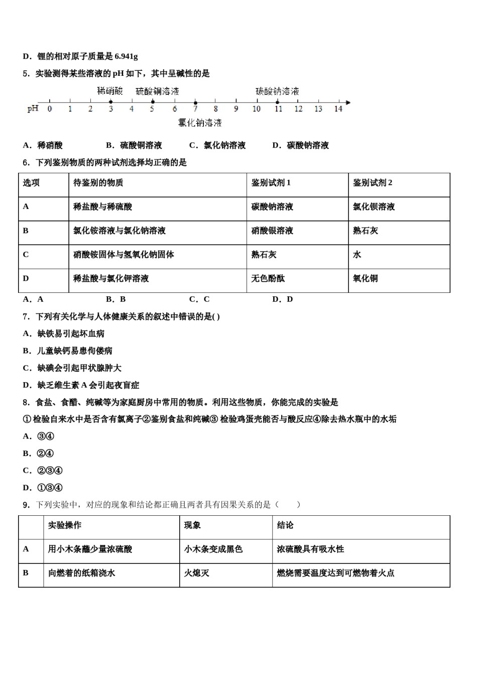 2024届陕西西安科技大学附属中学中考五模化学试题含解析.doc_第2页